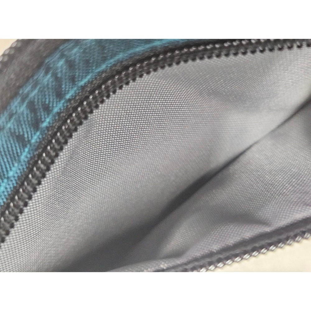 LL Bean Nylon Zippered Utility Pouch Teal Blue Olive Green Travel Organizer Bag - Picture 5 of 8
